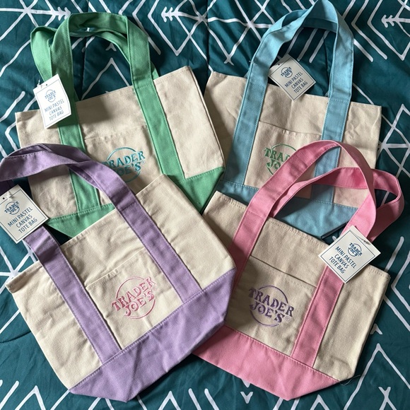 Trader Joe'S Handbags - Trader Joe's Pastel Mini Canvas Tote Bag - Pink (Set / Single)